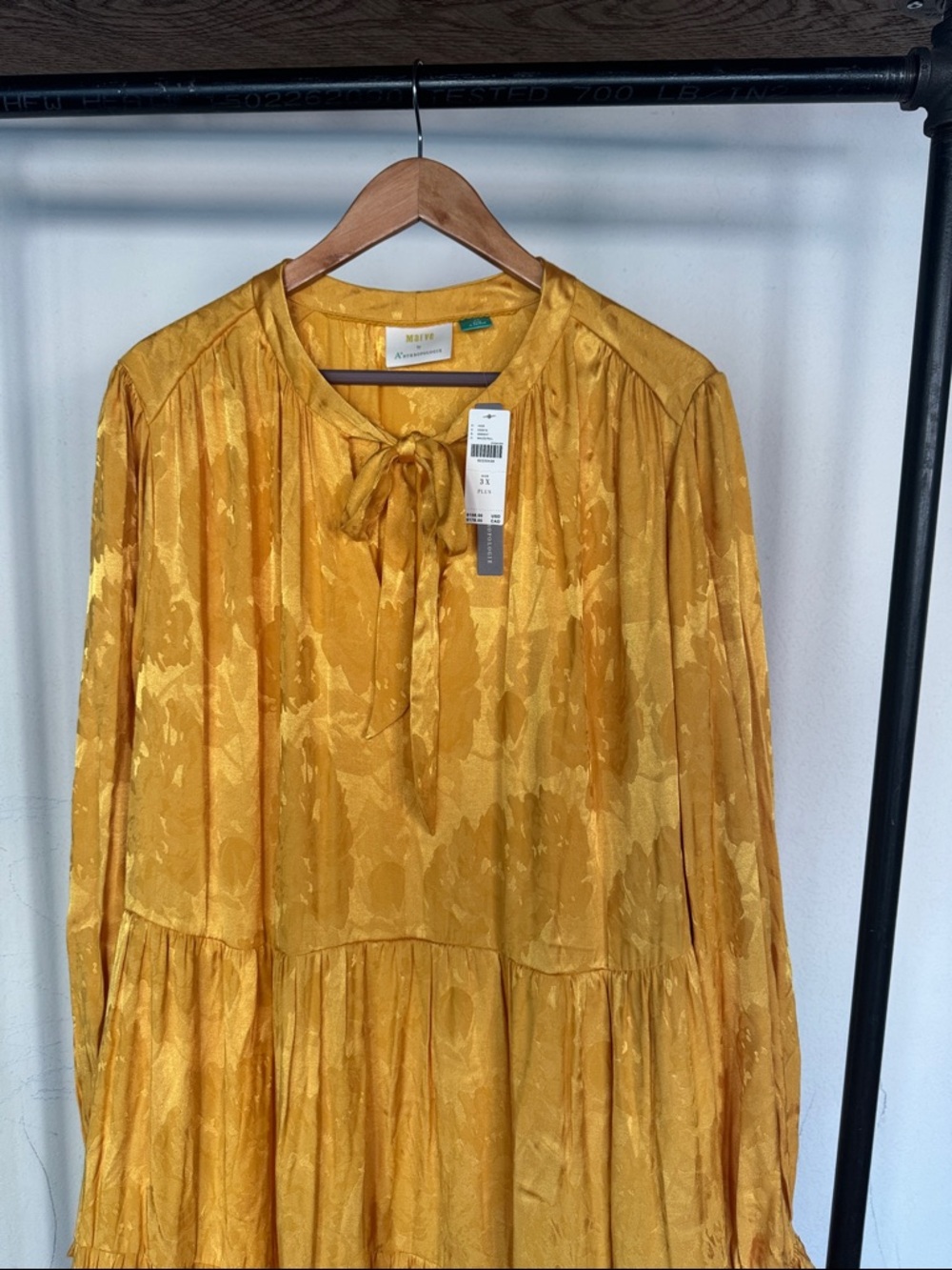 ANTHROPOLOGIE Maeve Tiered Yellow/Gold Maxi Dress  size 3X plus, - Picture 12 of 14